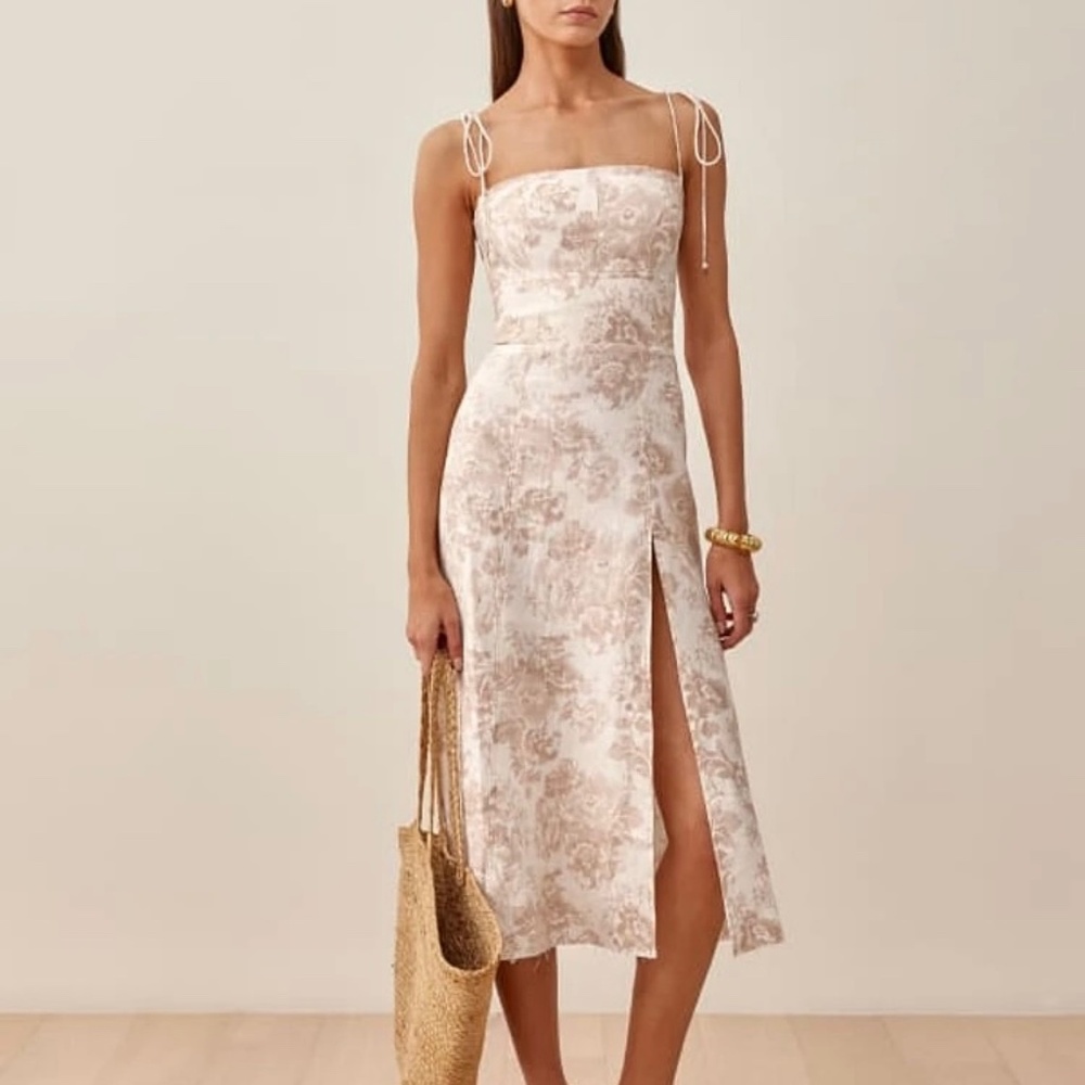 NWT Reformation Liesel Linen Dress in Abalone (Size 0)